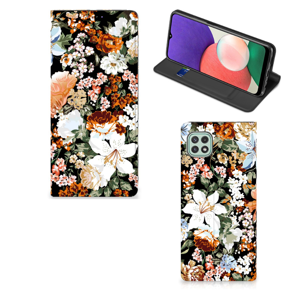 Smart Cover voor Samsung Galaxy A22 5G Dark Flowers - B2C Telecom