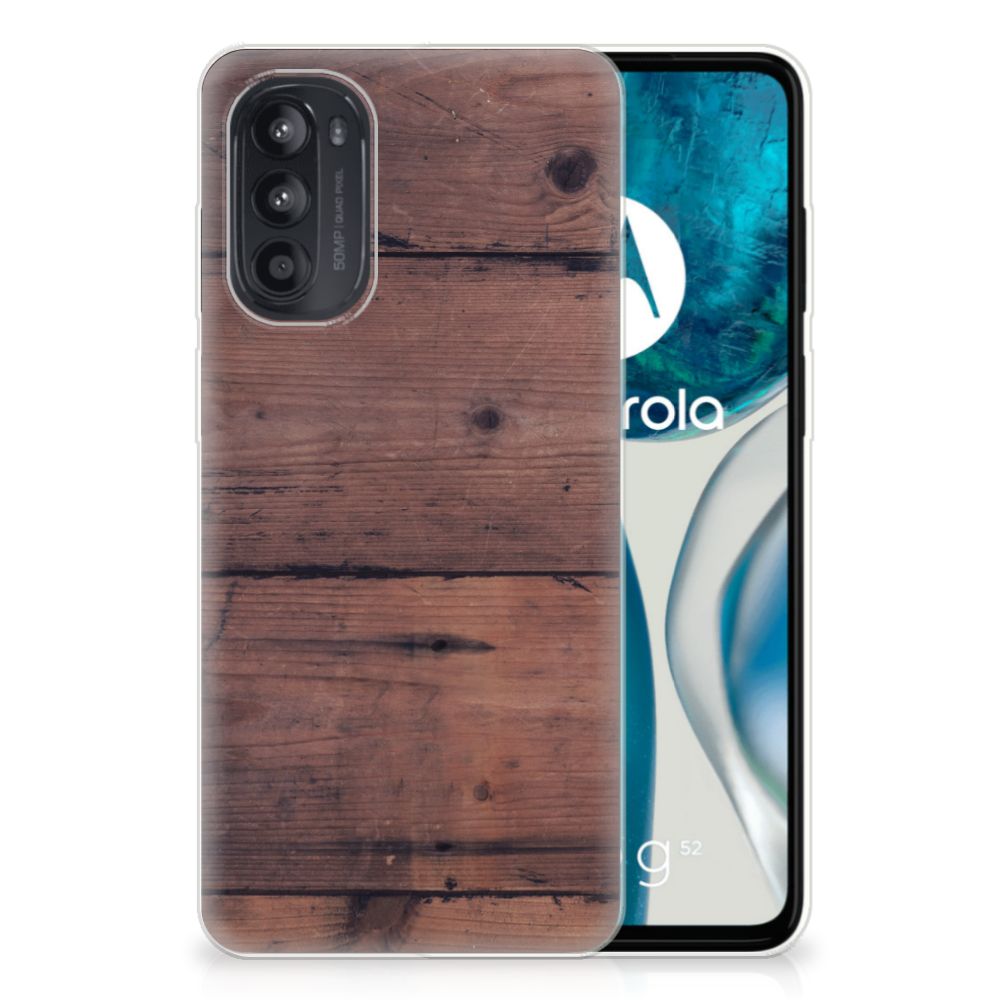 Motorola Moto G52/G82 Bumper Hoesje Old Wood