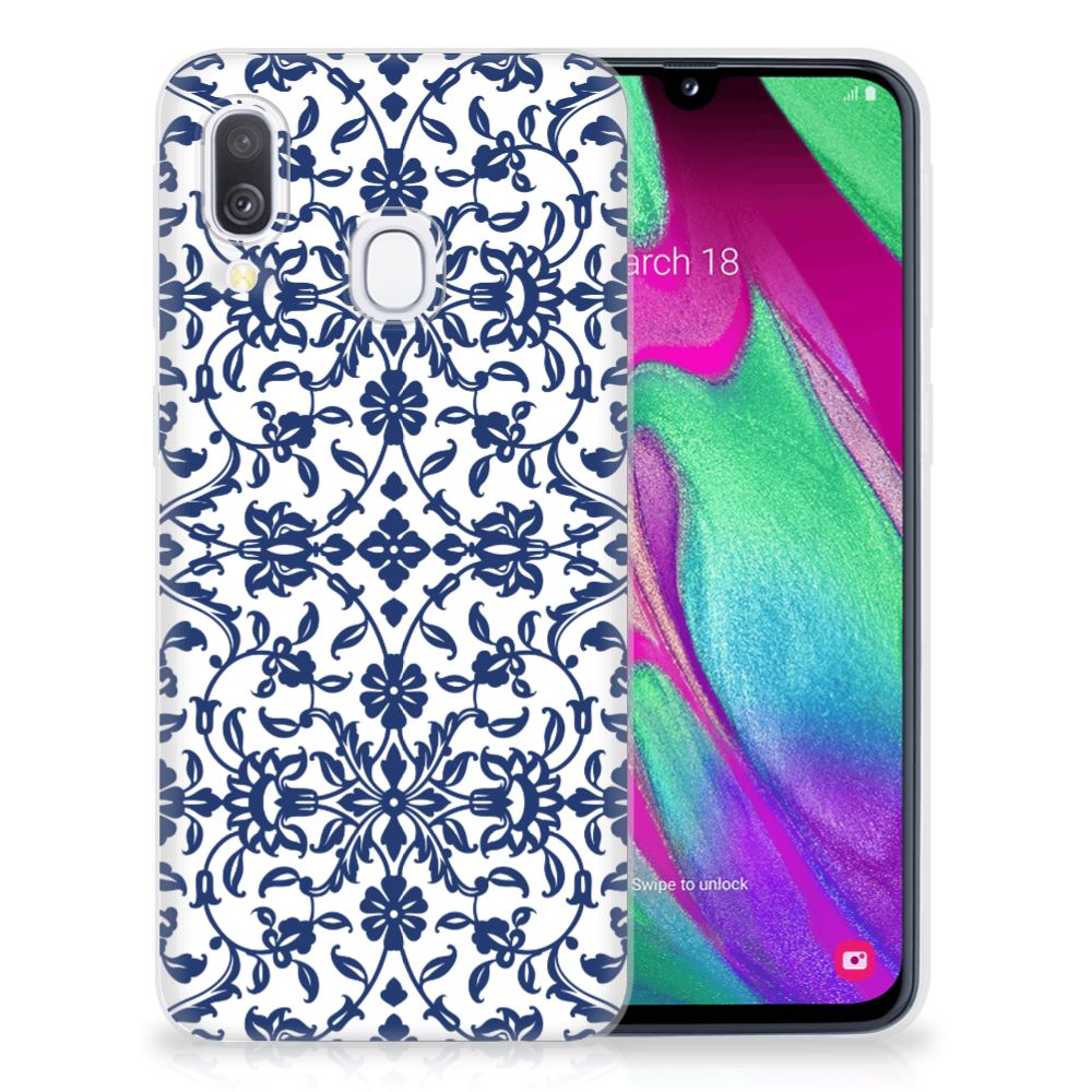 Samsung Galaxy A40 TPU Case Flower Blue