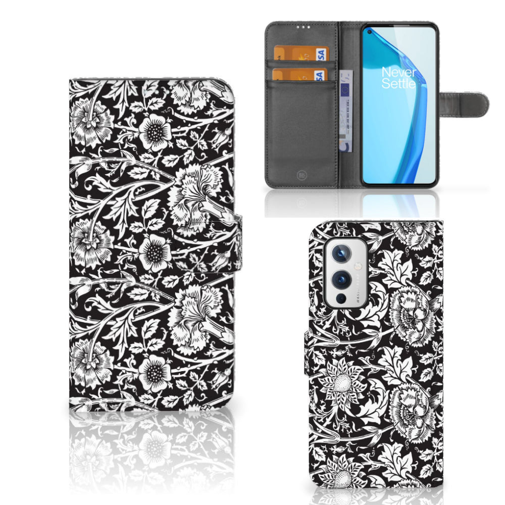 OnePlus 9 Hoesje Black Flowers