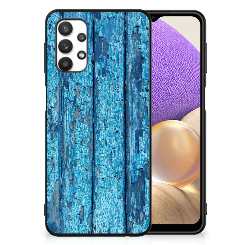 Samsung Galaxy A32 5G Houten Print Telefoonhoesje Wood Blue