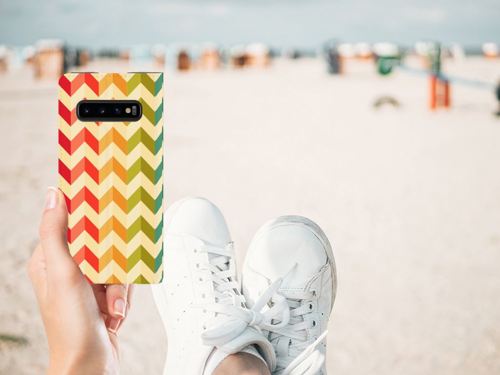 Samsung Galaxy S10 Hoesje met Magneet Zigzag Multi Color