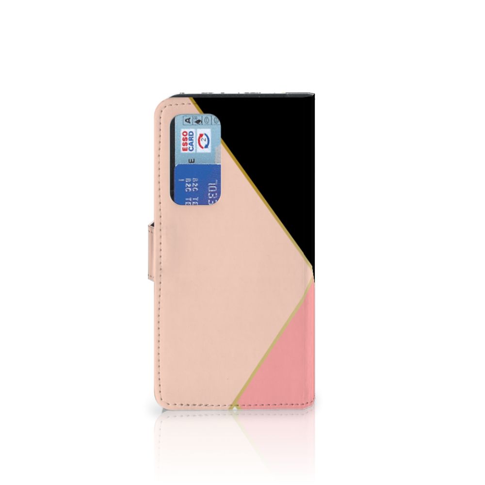 Huawei P40 Book Case Zwart Roze Vormen