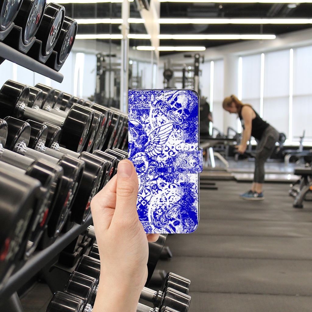 Telefoonhoesje met Naam Samsung Galaxy A32 5G Angel Skull Blauw