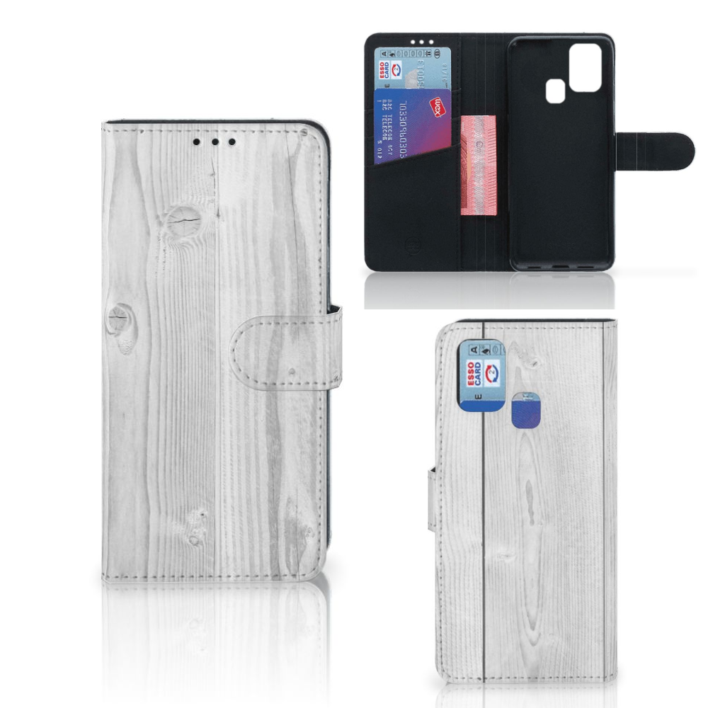 Samsung Galaxy M31 Book Style Case White Wood