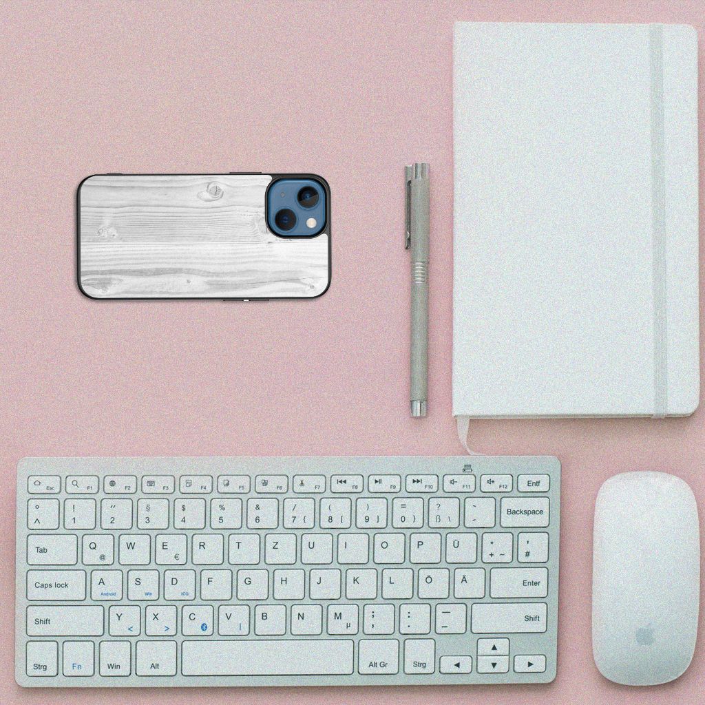 Apple iPhone 13 mini Houten Print Telefoonhoesje White Wood B2C Telecom