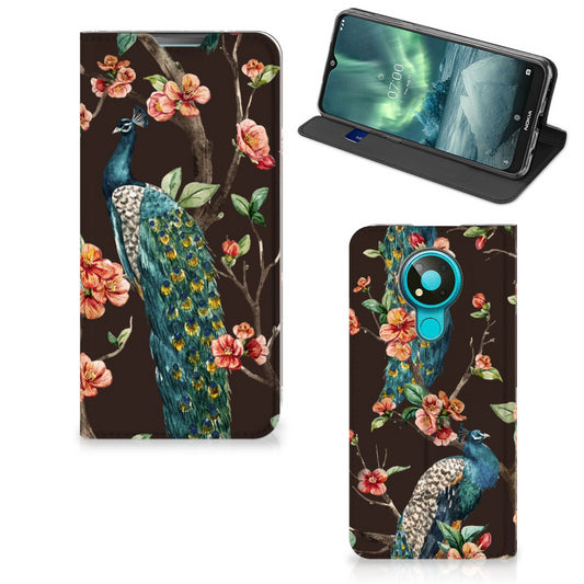 Nokia 3.4 Hoesje maken Pauw met Bloemen