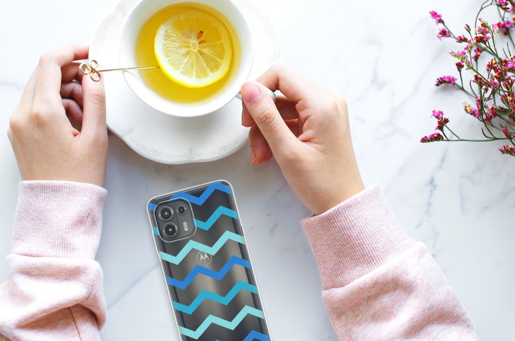 Motorola Edge 20 Lite TPU bumper Zigzag Blauw B2C Telecom