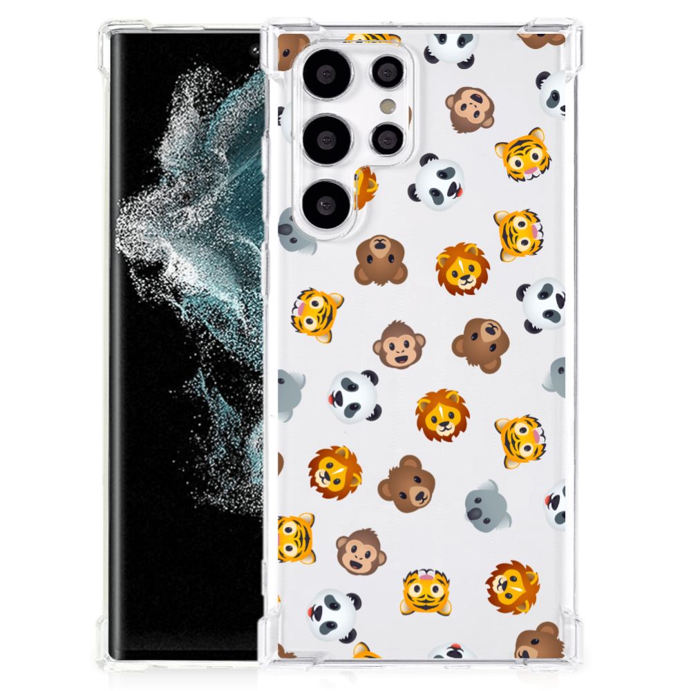 Doorzichtige Silicone Hoesje voor Samsung Galaxy S22 Ultra Dieren Emojis B2C Telecom