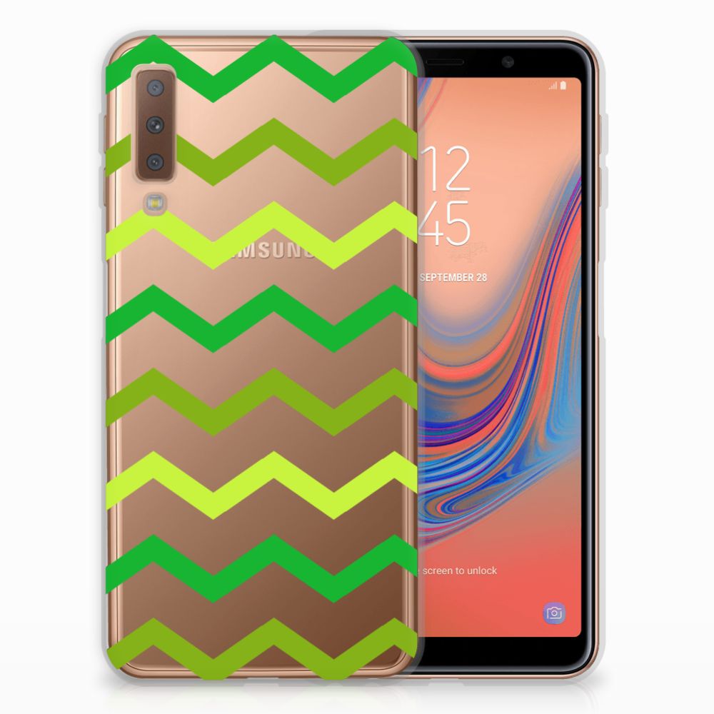 Samsung Galaxy A7 (2018) TPU bumper Zigzag Groen