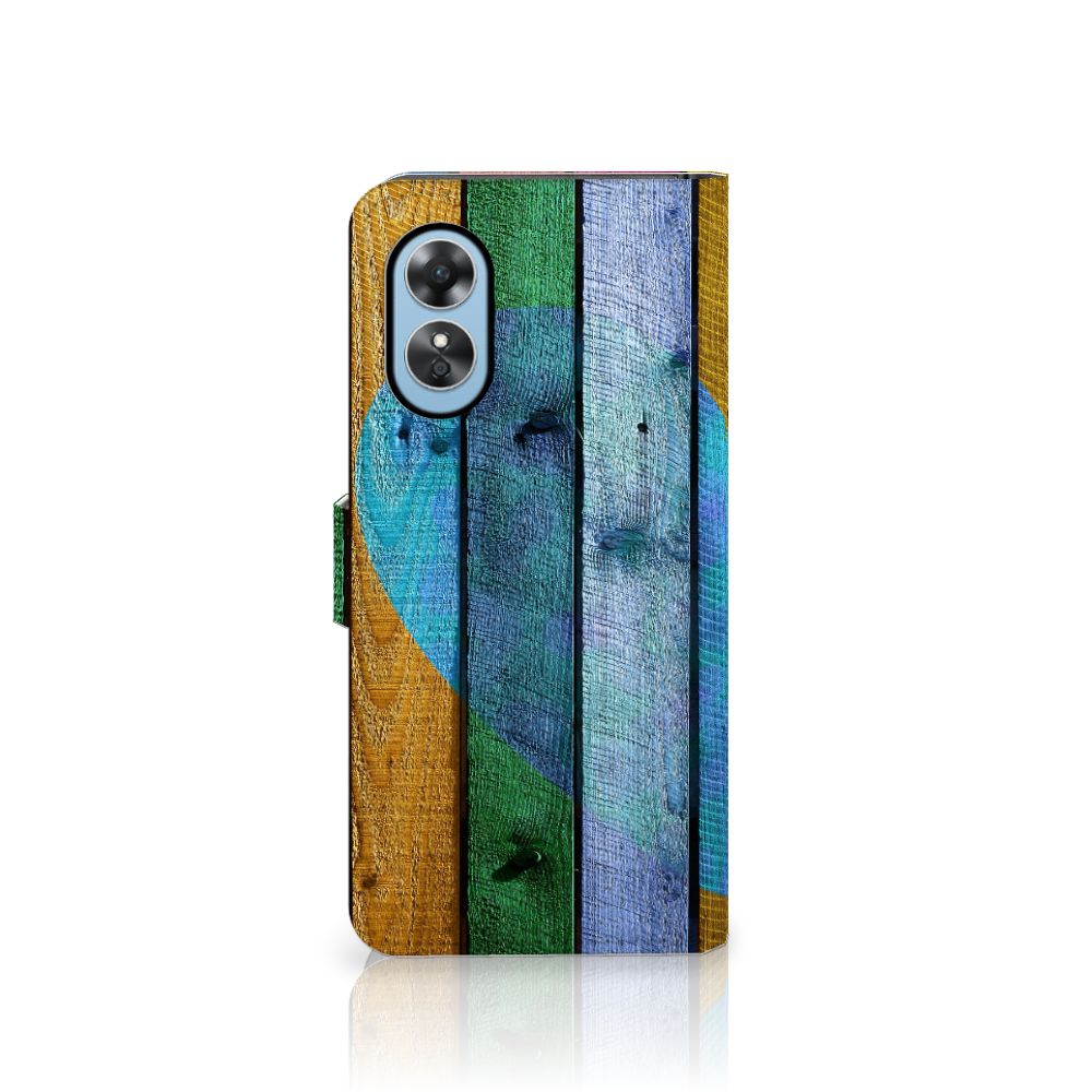 OPPO A17 Book Style Case Wood Heart - Cadeau voor je Vriend