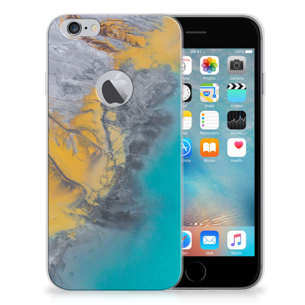 Apple iPhone 6 Plus | 6s Plus TPU Siliconen Hoesje Marble Blue Gold