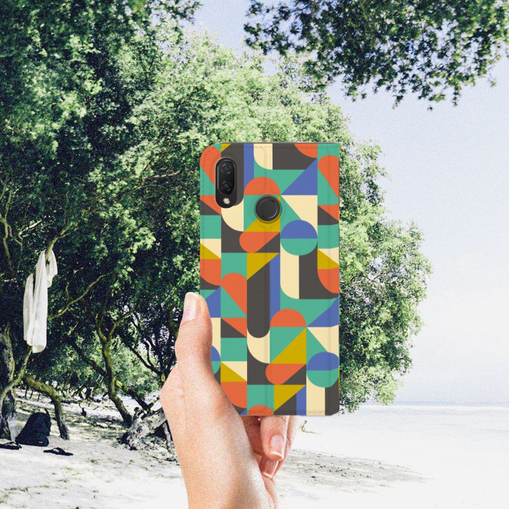 Huawei P Smart Plus Hoesje met Magneet Funky Retro