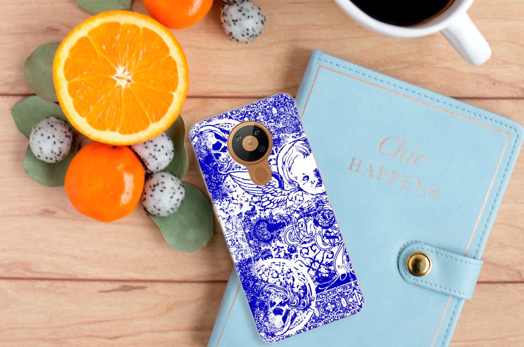 Silicone Back Case Nokia 5.3 Angel Skull Blauw B2C Telecom