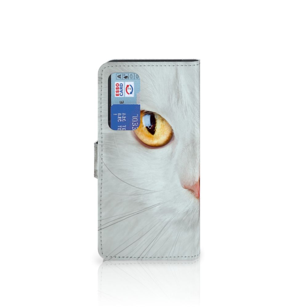Huawei P40 Telefoonhoesje met Pasjes Witte Kat