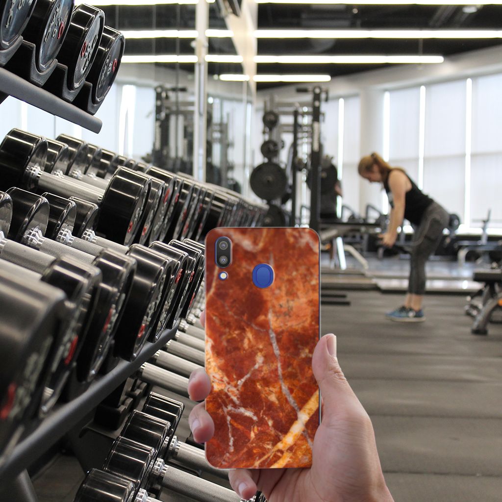 Samsung Galaxy M20 (Power) TPU Siliconen Hoesje Marmer Bruin