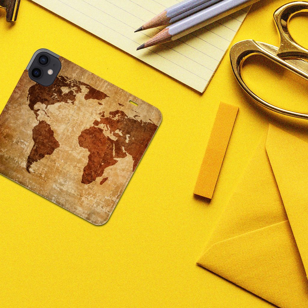 iPhone 12 Mini Book Cover Wereldkaart - B2C Telecom