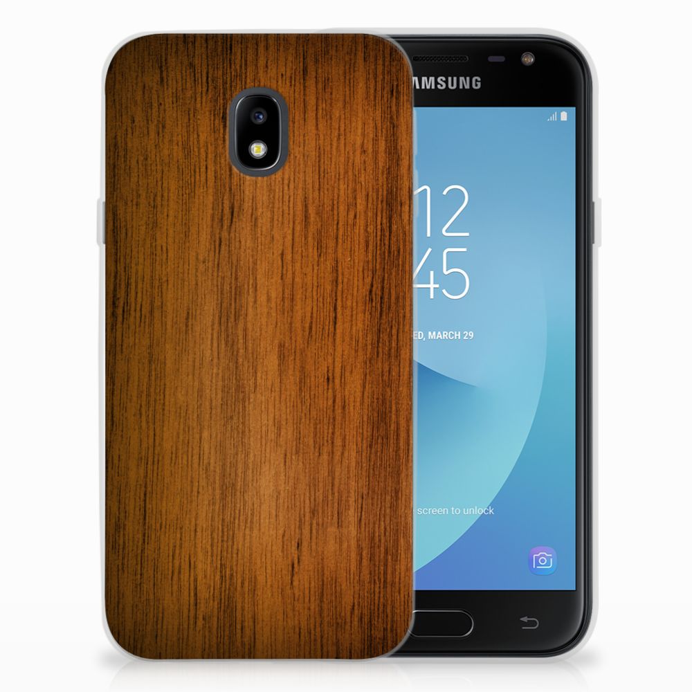 Samsung Galaxy J3 2017 Bumper Hoesje Donker Hout