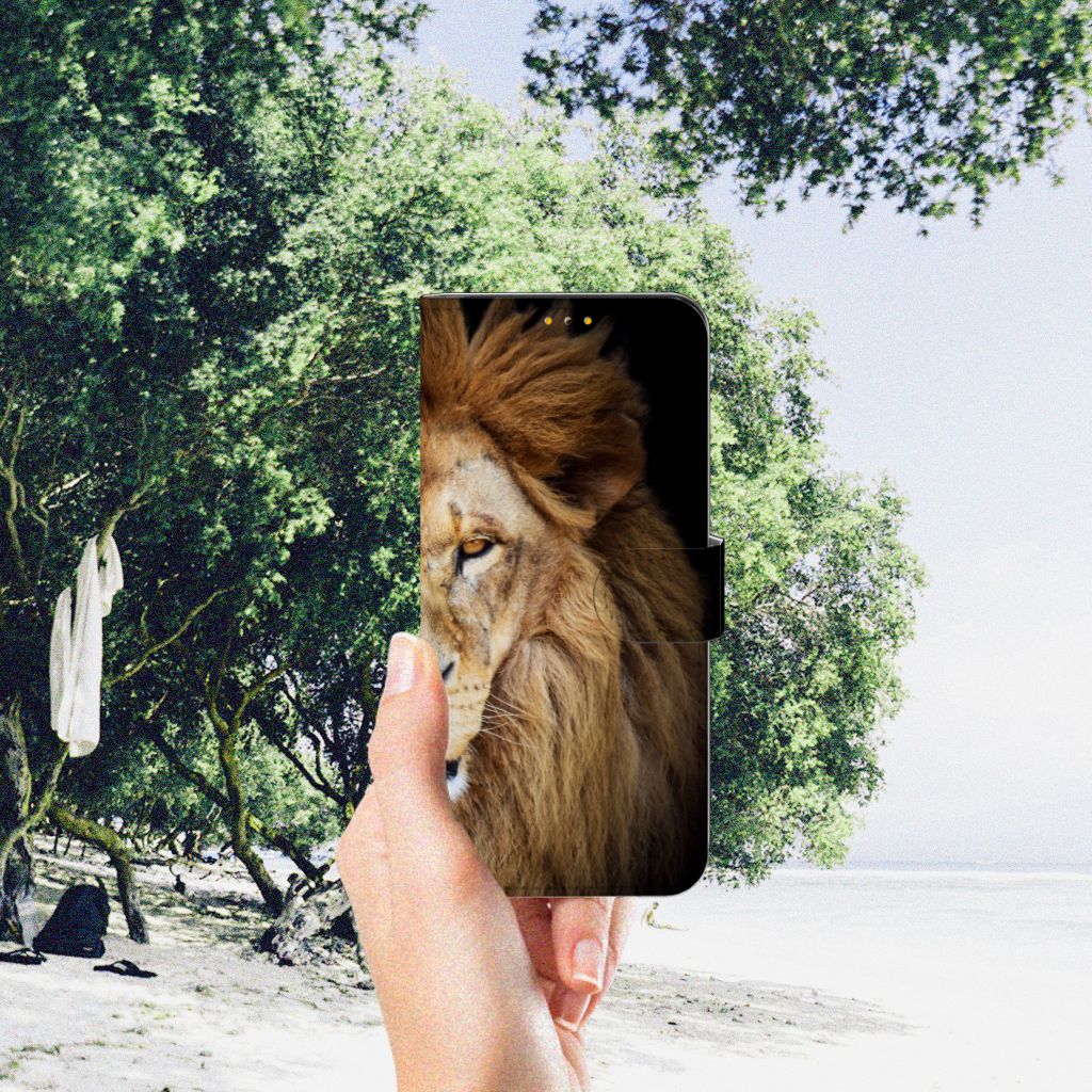 Samsung Galaxy M52 Telefoonhoesje met Pasjes Leeuw