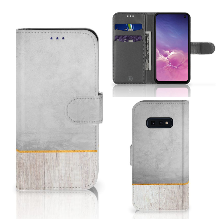 Samsung Galaxy S10e Book Style Case Wood Concrete