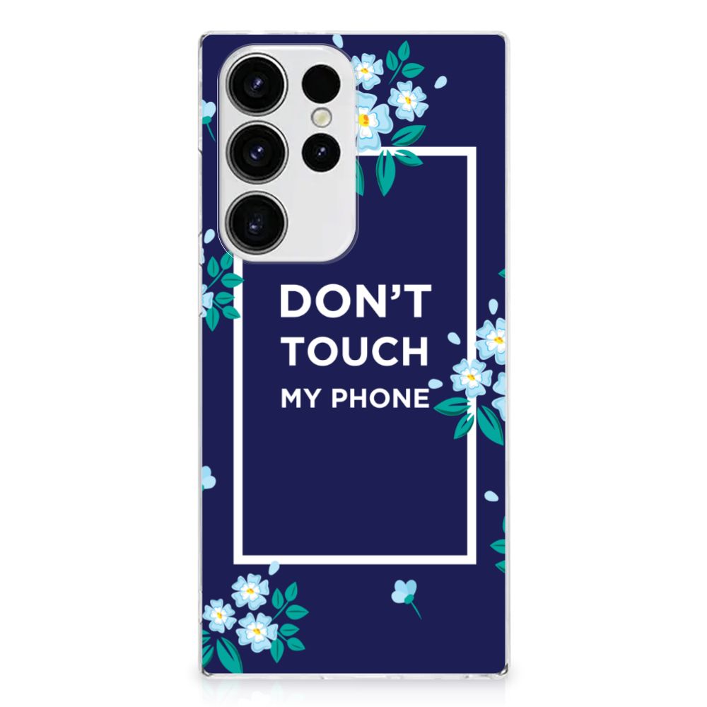 Samsung Galaxy S23 Ultra Silicone-hoesje Flowers Blue DTMP