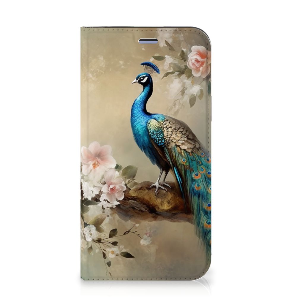 Hoesje maken voor iPhone 12 Mini Vintage Pauwen met kleurrijke pauw en bloemen 🌸.