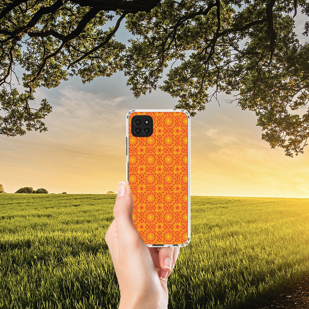 Samsung Galaxy A22 5G Doorzichtige Silicone Hoesje Batik Oranje B2C Telecom