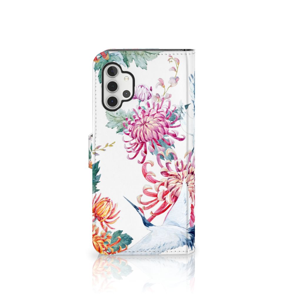 Samsung Galaxy A32 5G Telefoonhoesje met Pasjes Bird Flowers