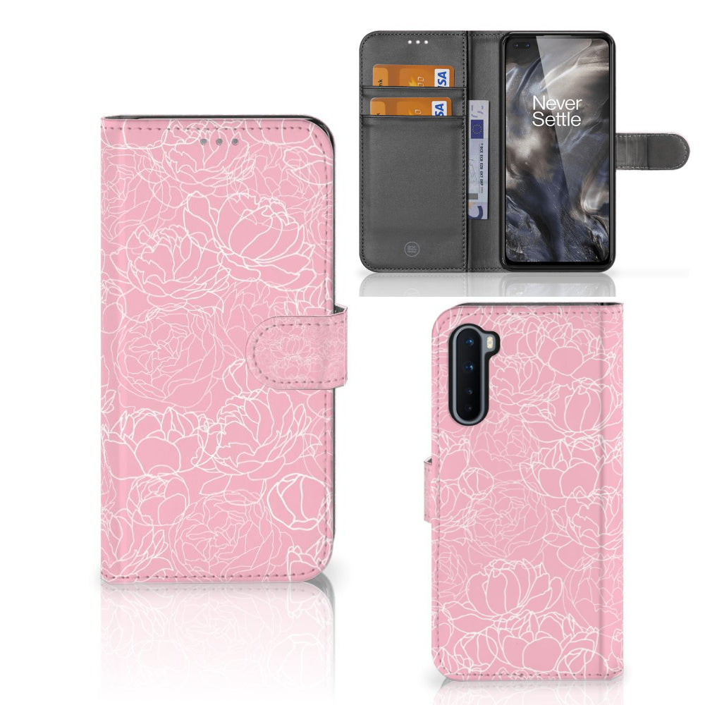 OnePlus Nord Hoesje White Flowers