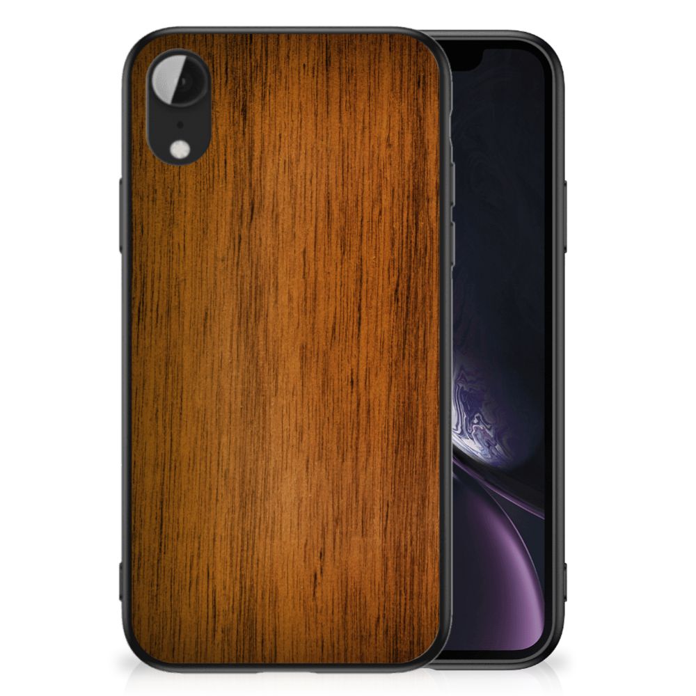 Apple iPhone XR Houten Print Telefoonhoesje Donker Hout