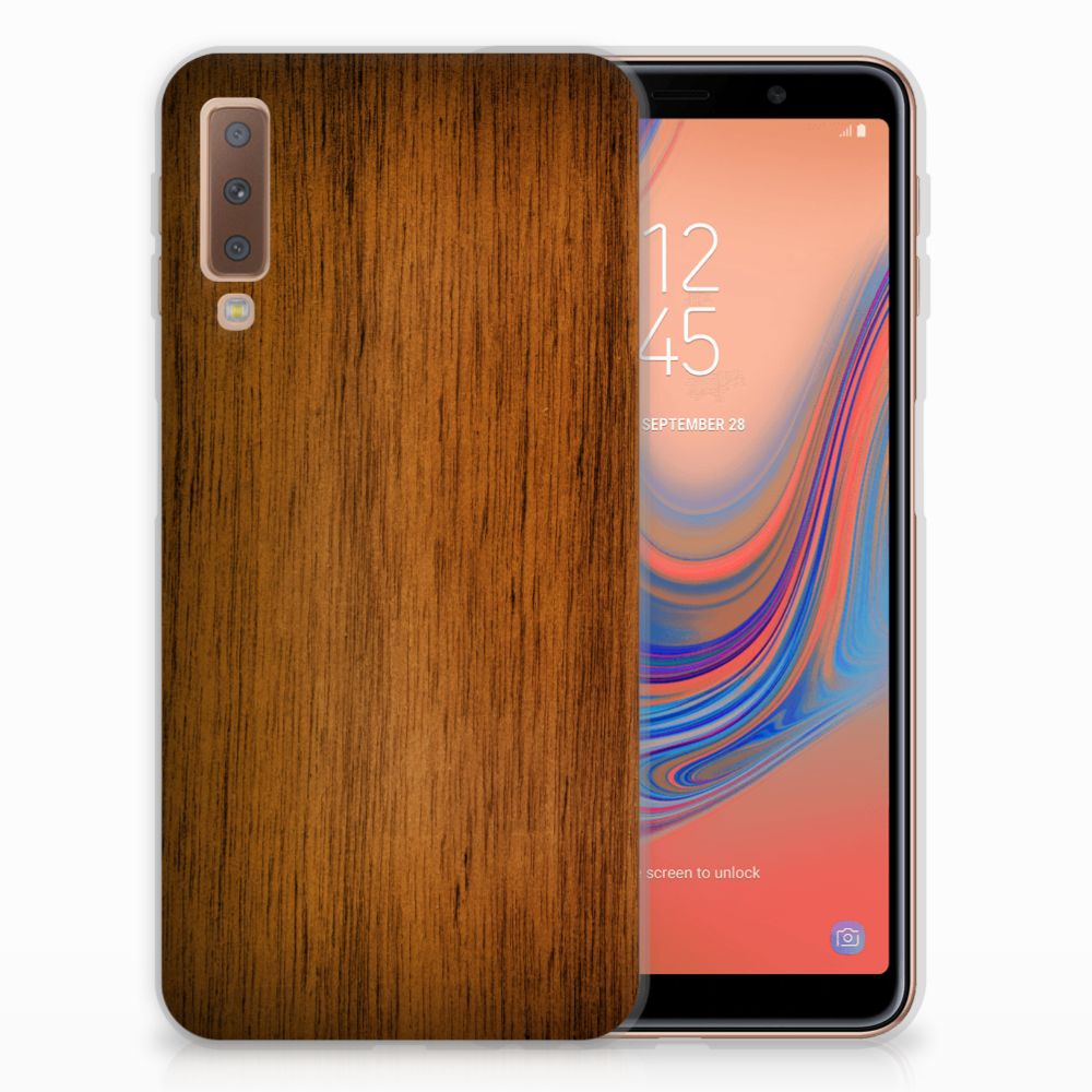 Samsung Galaxy A7 (2018) Bumper Hoesje Donker Hout