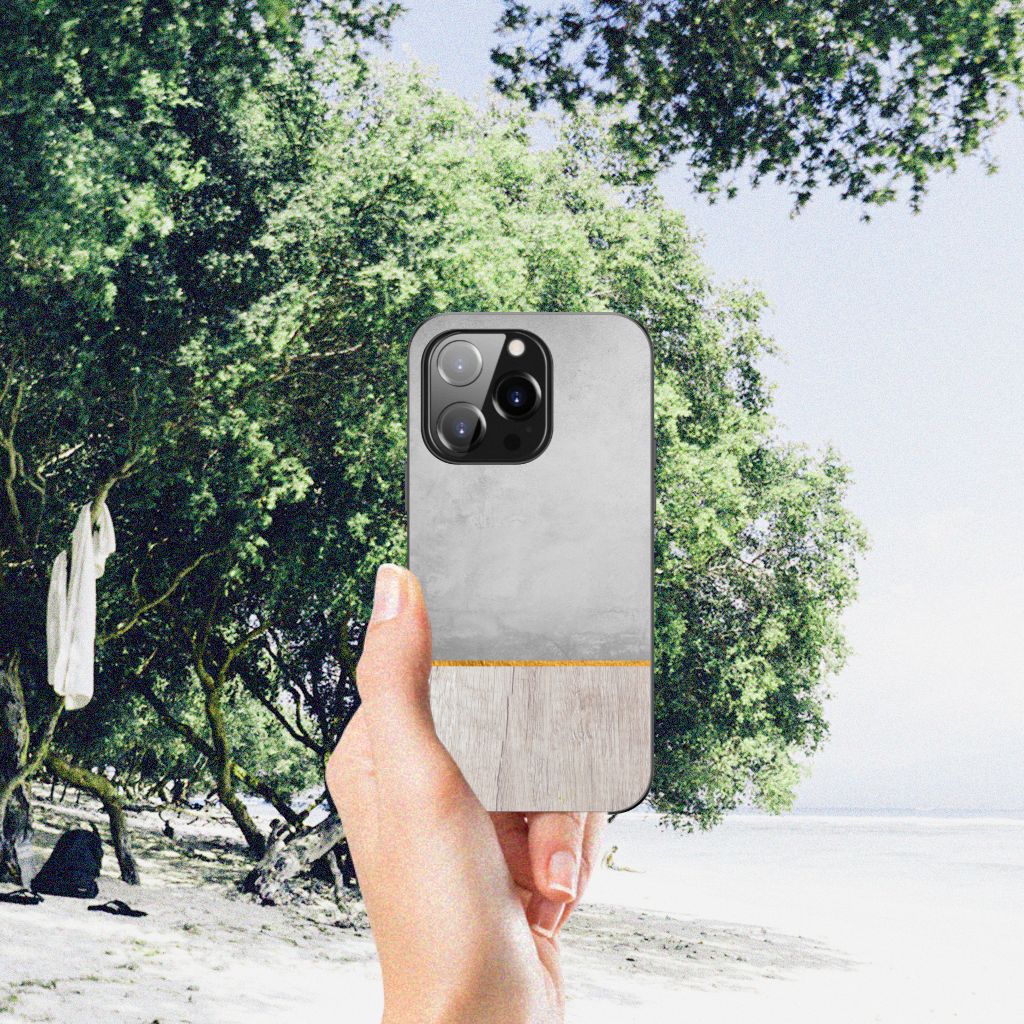 iPhone 14 Pro Houten Print Telefoonhoesje Wood Concrete B2C Telecom