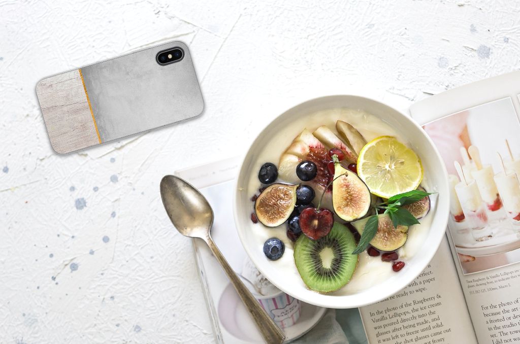 Apple iPhone X | Xs Bumper Hoesje Wood Concrete