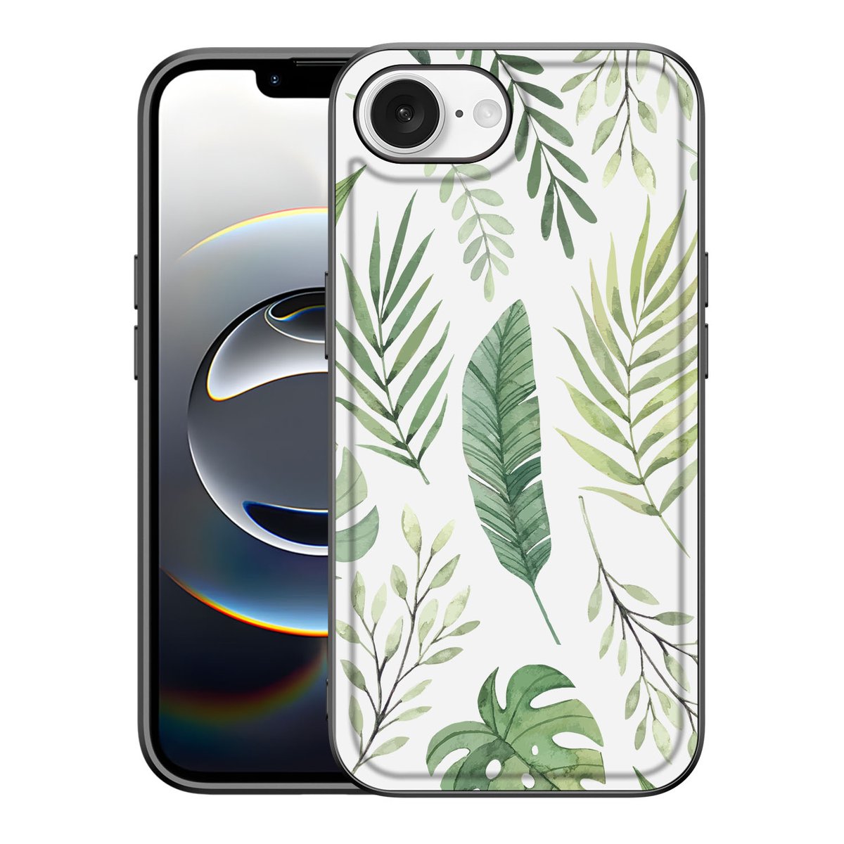 iPhone 16e Bloemen Hoesje Leaves met bladeren print, TPU hoesje voor bescherming en stijl