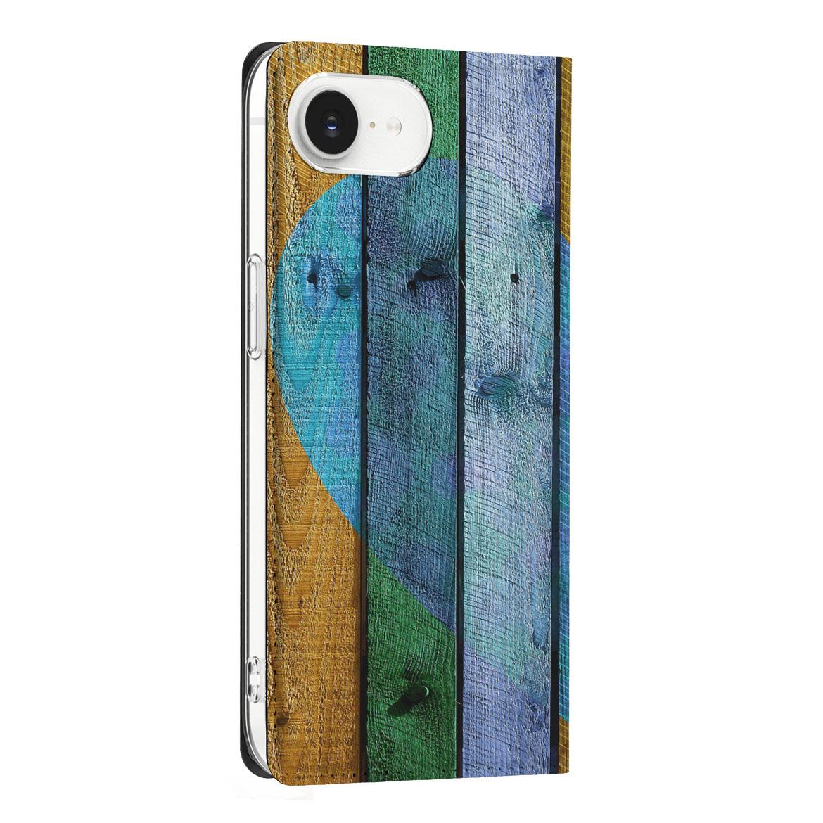Apple iPhone 16e Book Wallet Case Wood Heart - Cadeau voor je Vriend - Wood Heart design - Afbeelding 4