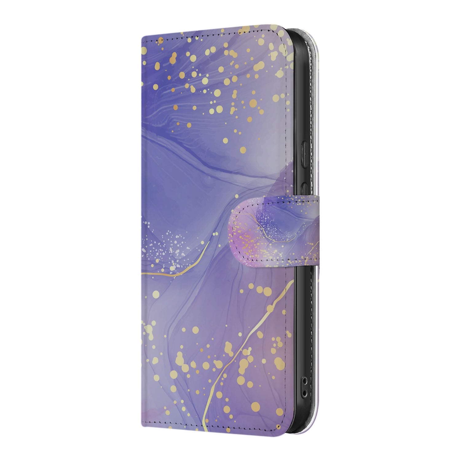 Book Case Google Pixel 10 Pro XL Watercolor Paars portemonnee hoesje zij aanzicht