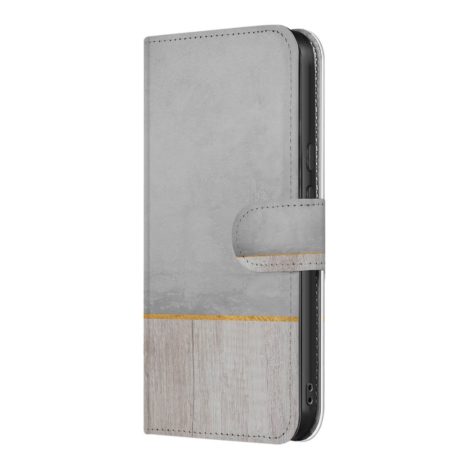 Wood Concrete Google Pixel 10 Pro XL Portemonnee Hoesje zijaanzicht design