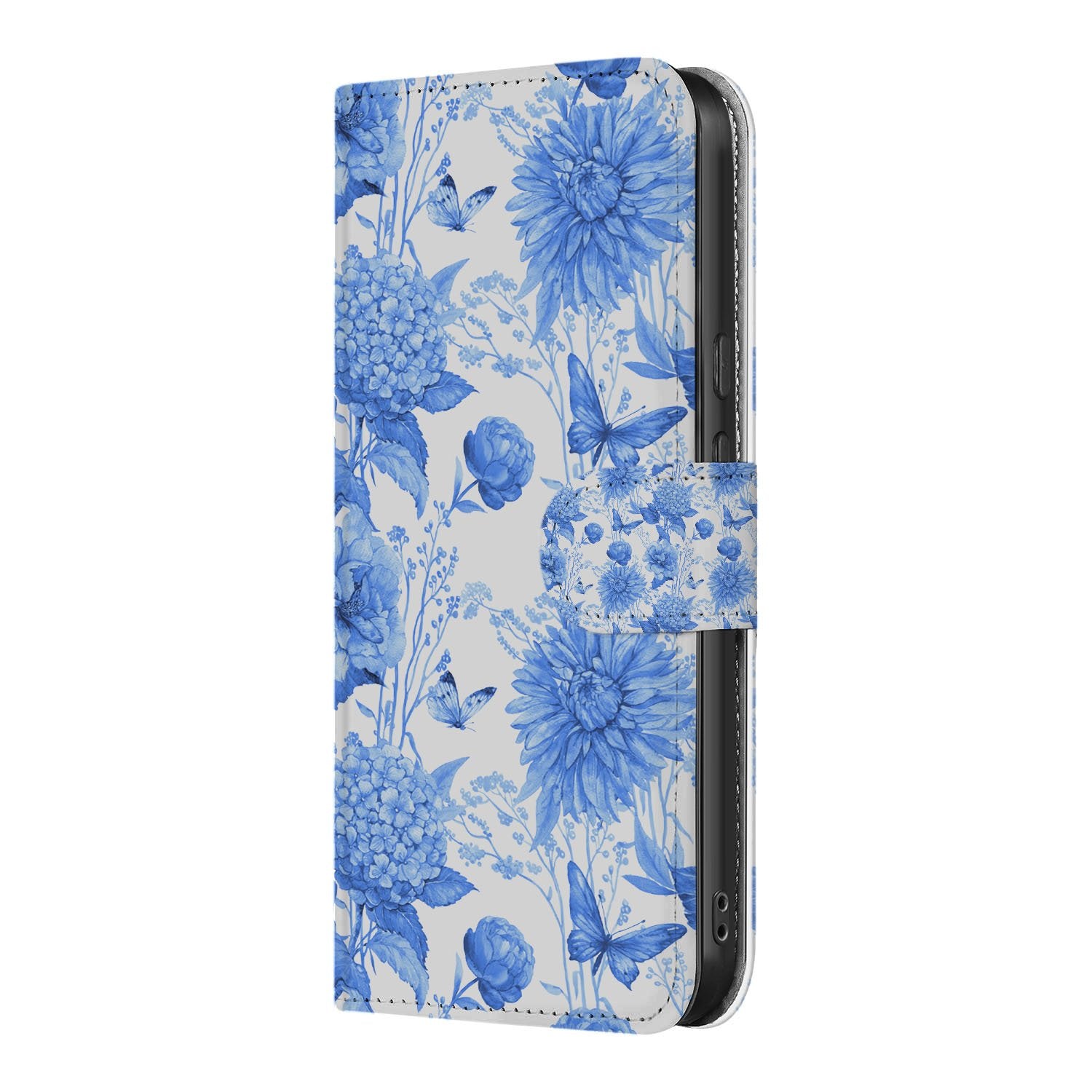 Google Pixel 10 | 10 Pro Book Case Blauw Bloemen bloemen design aanzicht