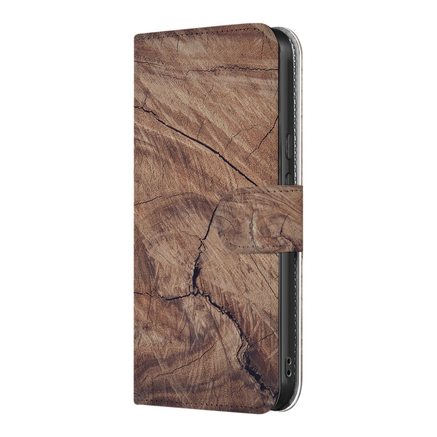 Portemonnee Hoesje Pixel 10 Pro Boomstam Bruin Pasjeshouder rechtstaande aanzicht