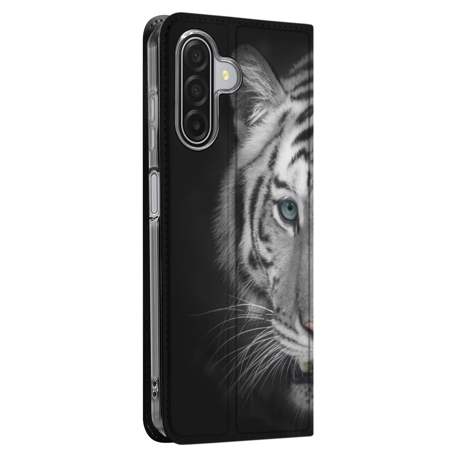 Samsung Galaxy A17 Book Case Tijger zij aanzicht witte tijger print