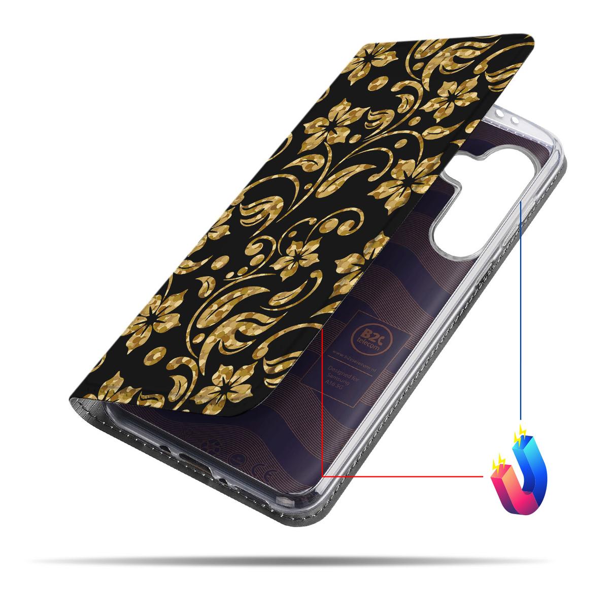 Samsung Galaxy A56 A36 Hoesje Gouden Bloemen positie 4