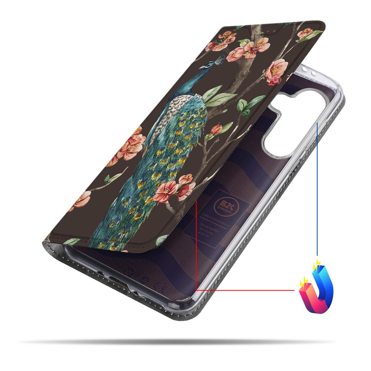 Samsung Galaxy A56 A36 Hoesje Pauw met Bloemen positie 4