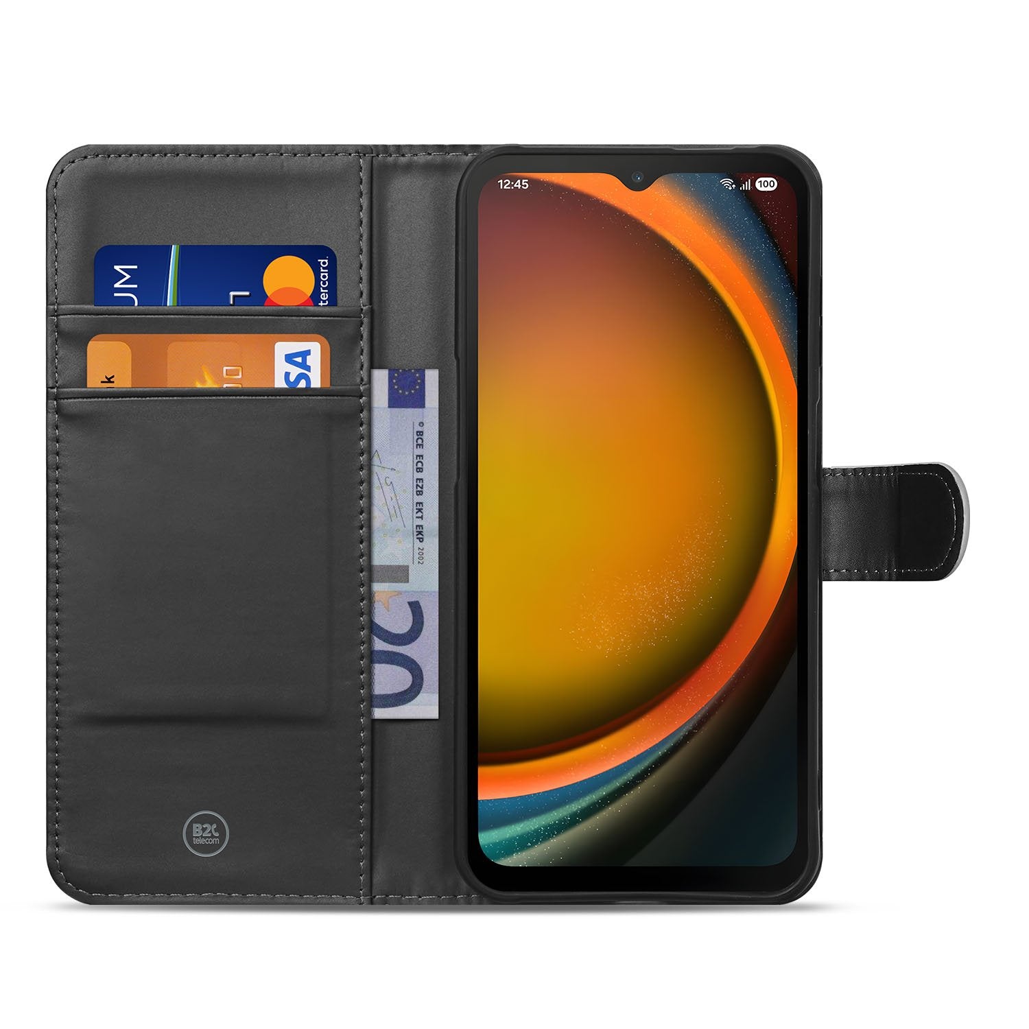 Samsung Galaxy Xcover 7 Pro Bookcase Hoesje Zwart Design met Kaartvak Voorzijde