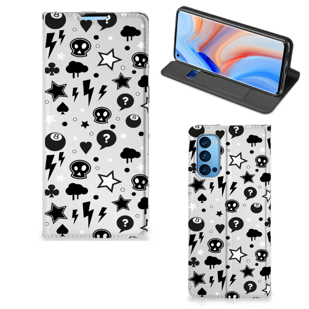 Mobiel BookCase OPPO Reno4 Pro 5G Silver Punk - B2C Telecom