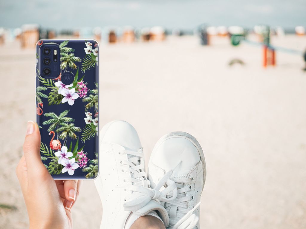 Motorola Moto G60s TPU Hoesje Flamingo Palms B2C Telecom