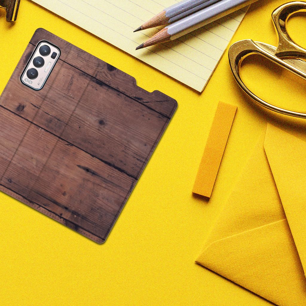 OPPO Find X3 Neo Book Wallet Case Old Wood - B2C Telecom