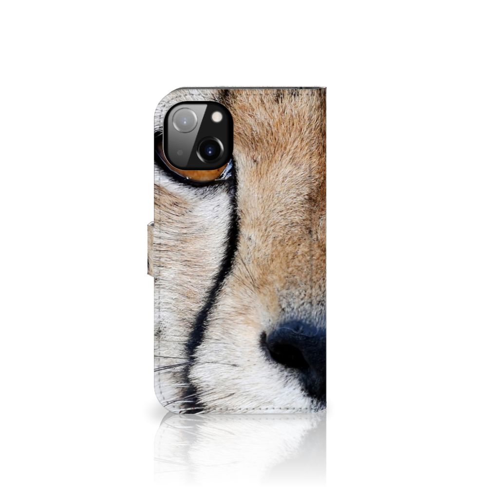 iPhone 14 Plus Telefoonhoesje met Pasjes Cheetah met close-up van cheeta gezicht