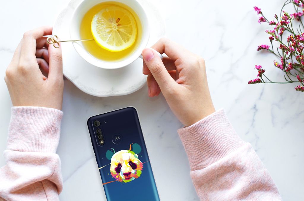 Motorola Moto G8 Power Lite Telefoonhoesje met Naam Panda Color B2C Telecom