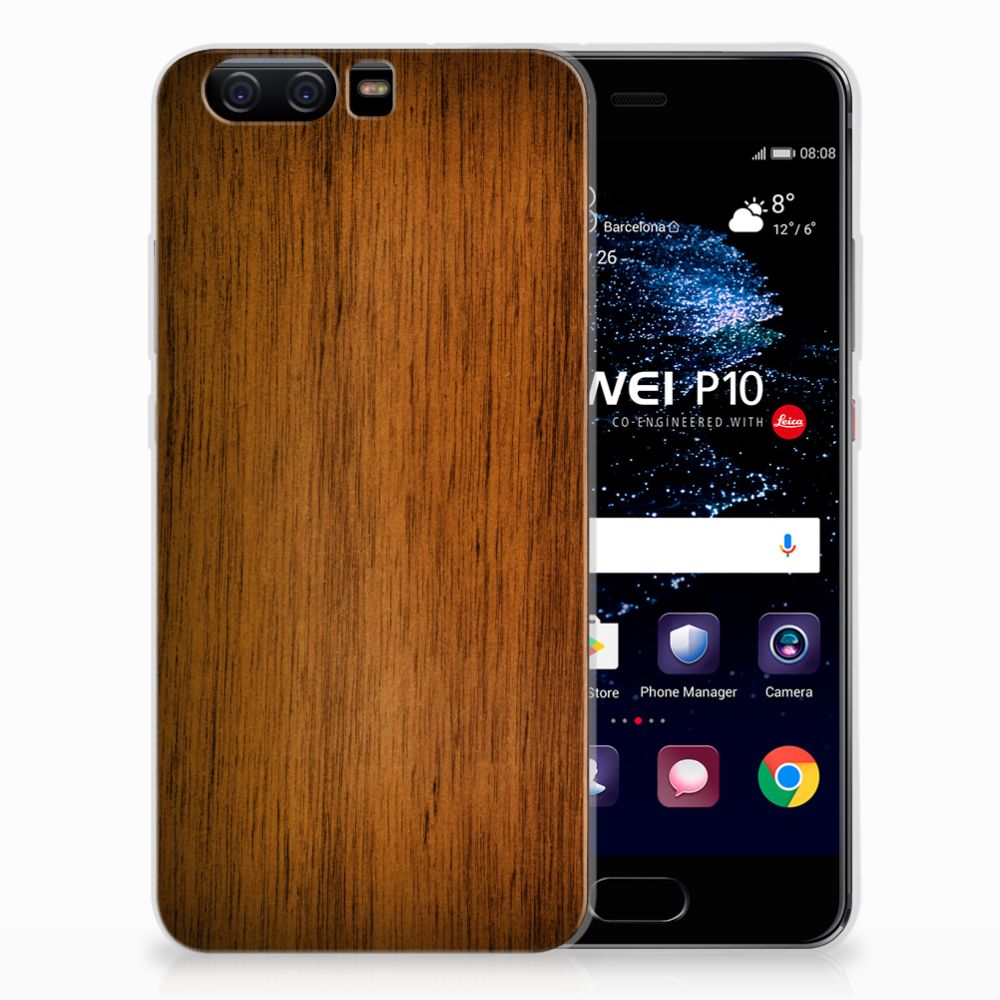 Huawei P10 Bumper Hoesje Donker Hout