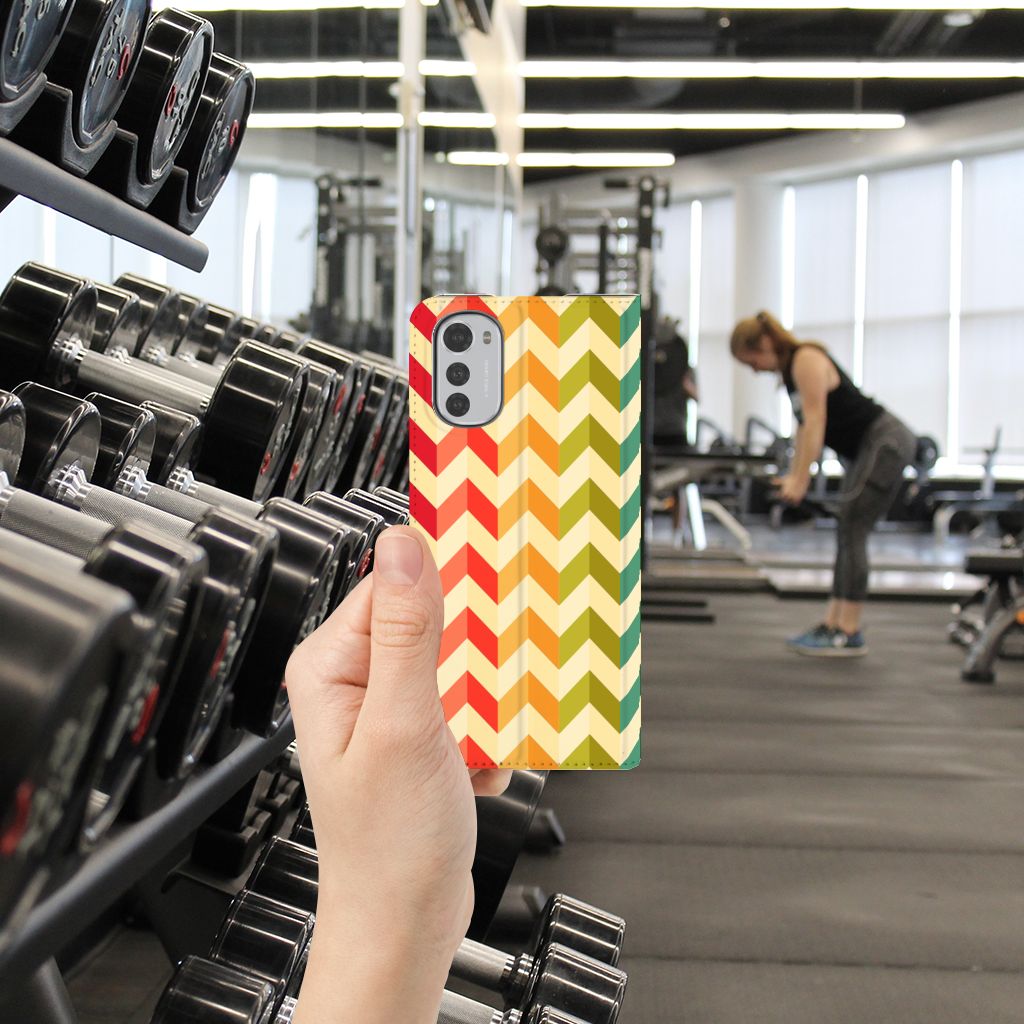 Motorola Moto E32 | Moto E32s Hoesje met Magneet Zigzag Multi Color - B2C Telecom
